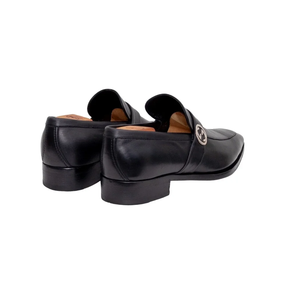 Gucci Broadwick Interlocking GG Logo Dress Loafers Black Men's UK 9.5 D US 10.5